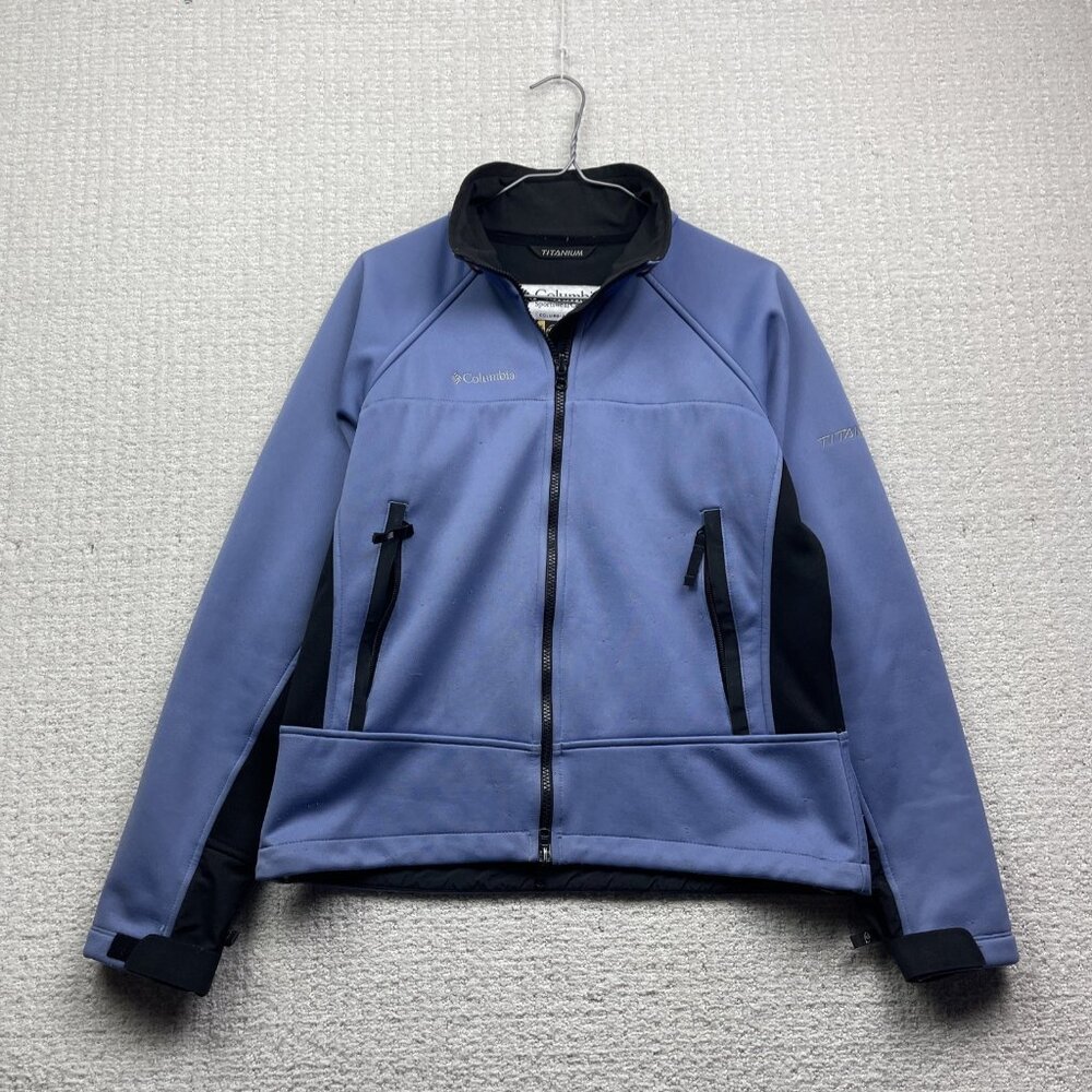 Y2K Columbia Titanium Interchange Soft Shell Tech Jacket Blue Wom Sz M Read